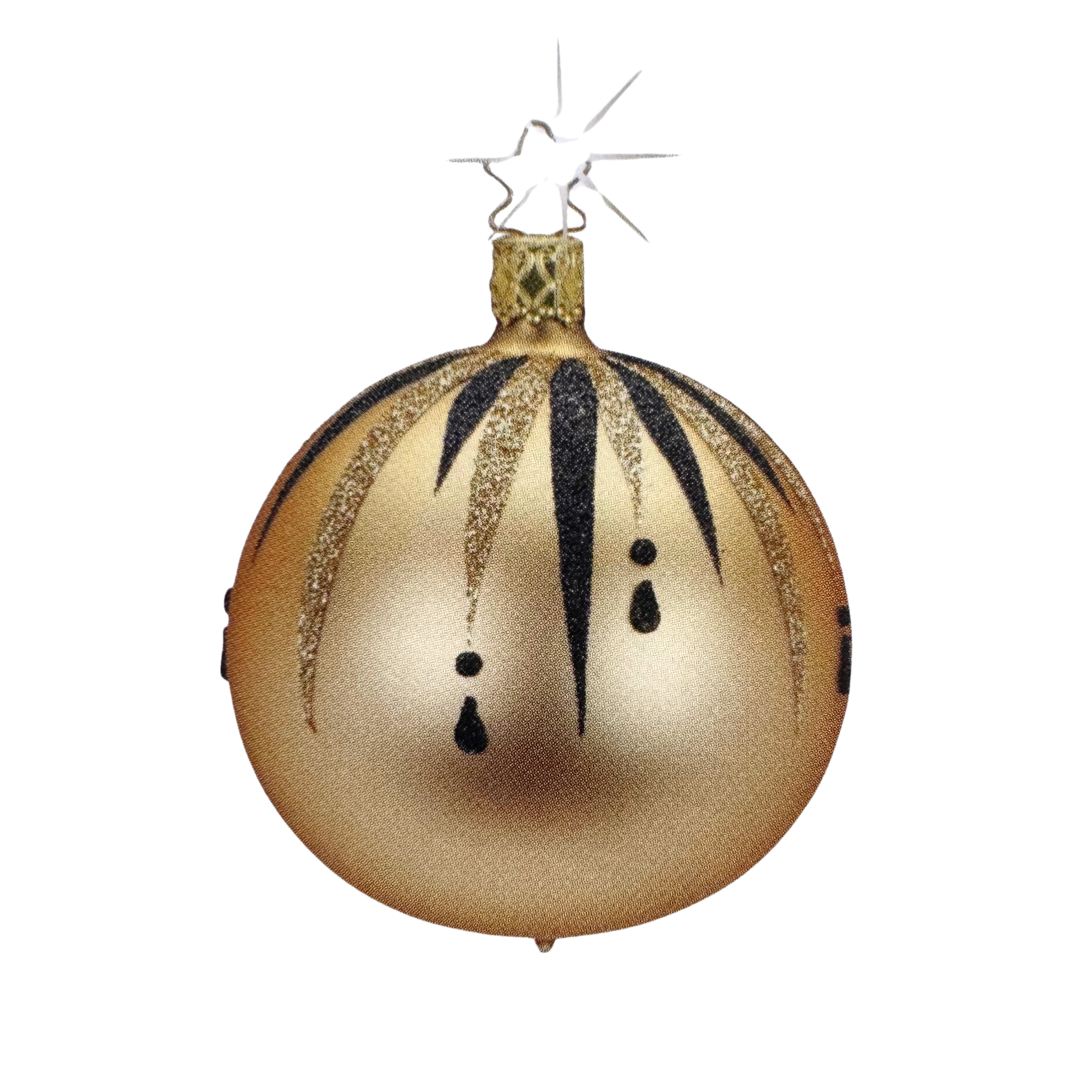 Fancy Ball, cream gold, 8cm, by Inge Glas of Germany