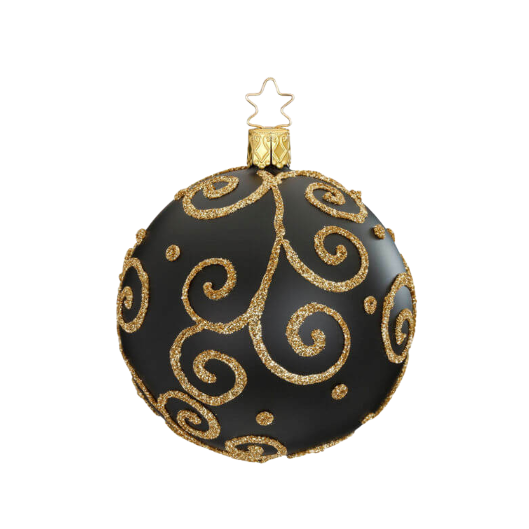 Barocco Ball, black, 8cm, by Inge Glas of Germany