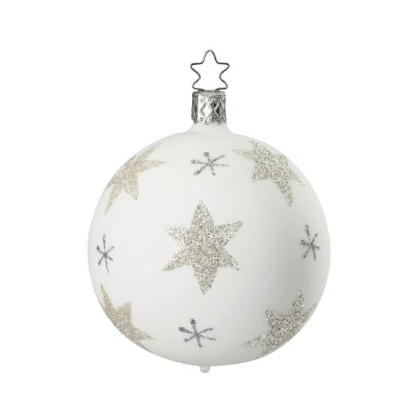 Tender Stars Ball, white, 8cm, by Inge Glas of Germany