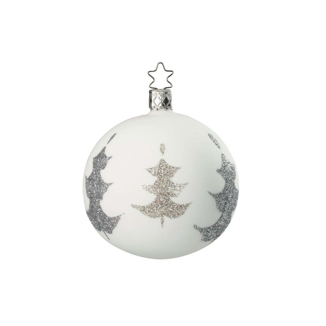Christmas Tree Ball, white, 6cm, by Inge Glas of Germany