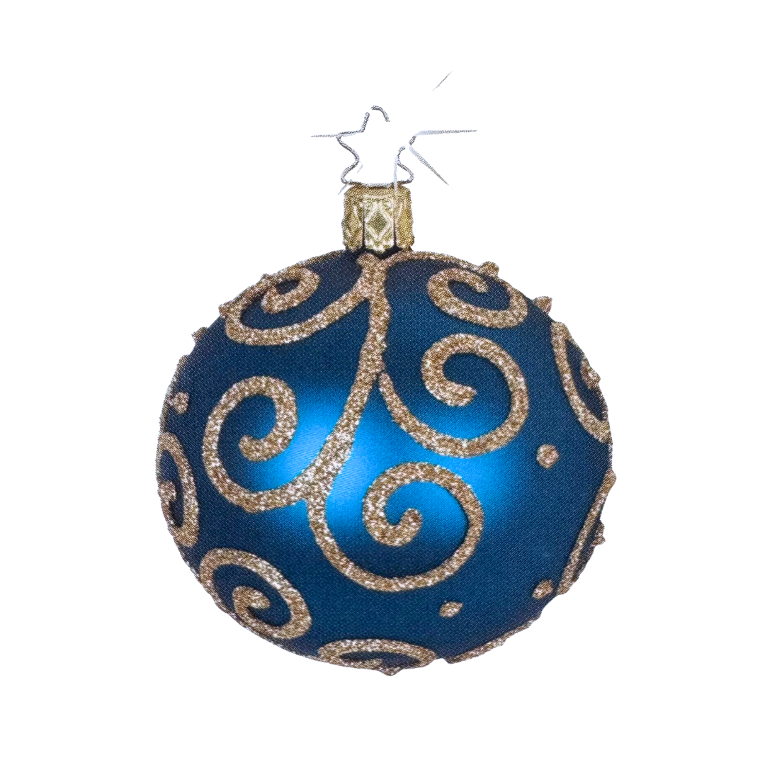 Barocco Ball, blue green, 6cm, by Inge Glas of Germany