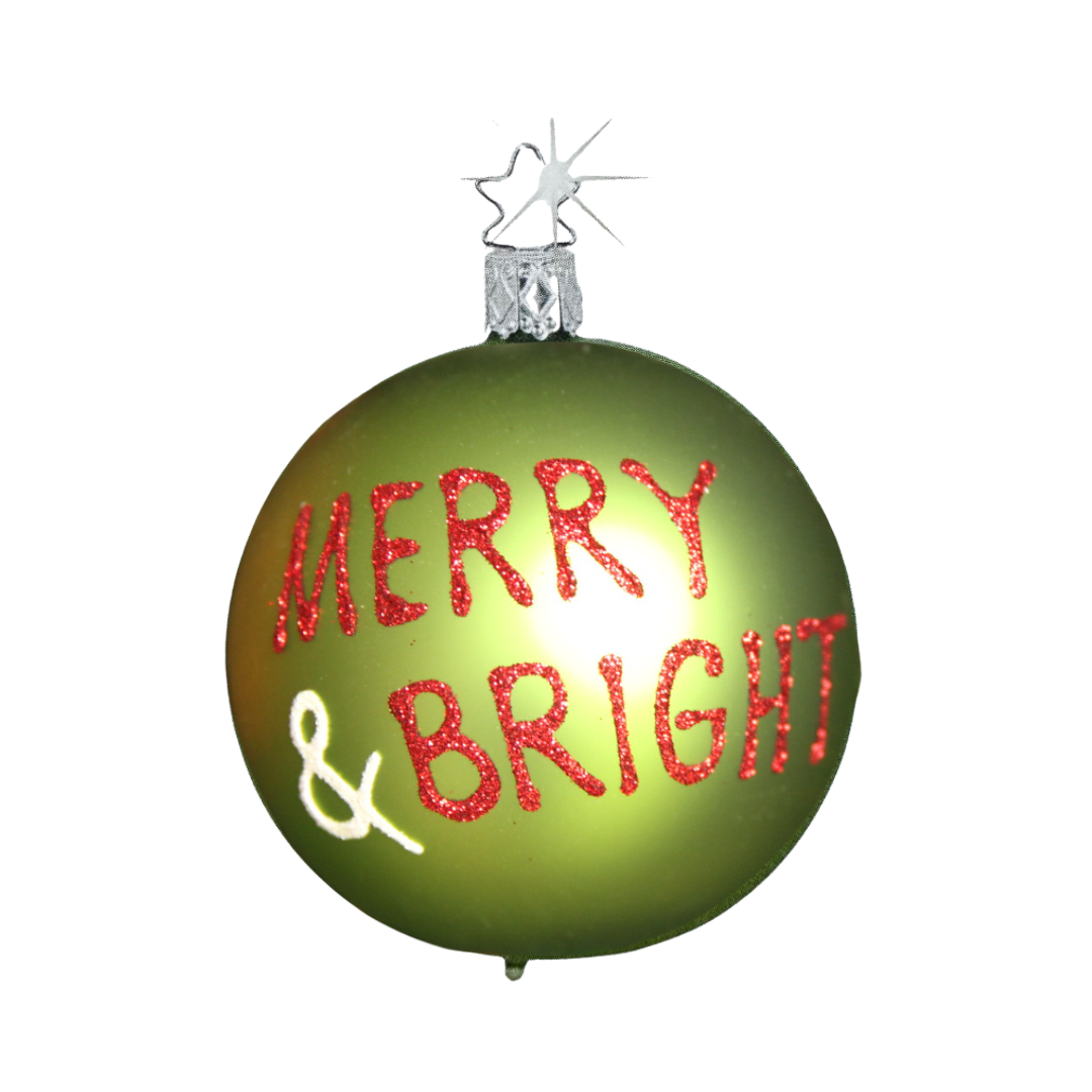 Merry and Bright Ball, apple green, 8cm, by Inge Glas of Germany