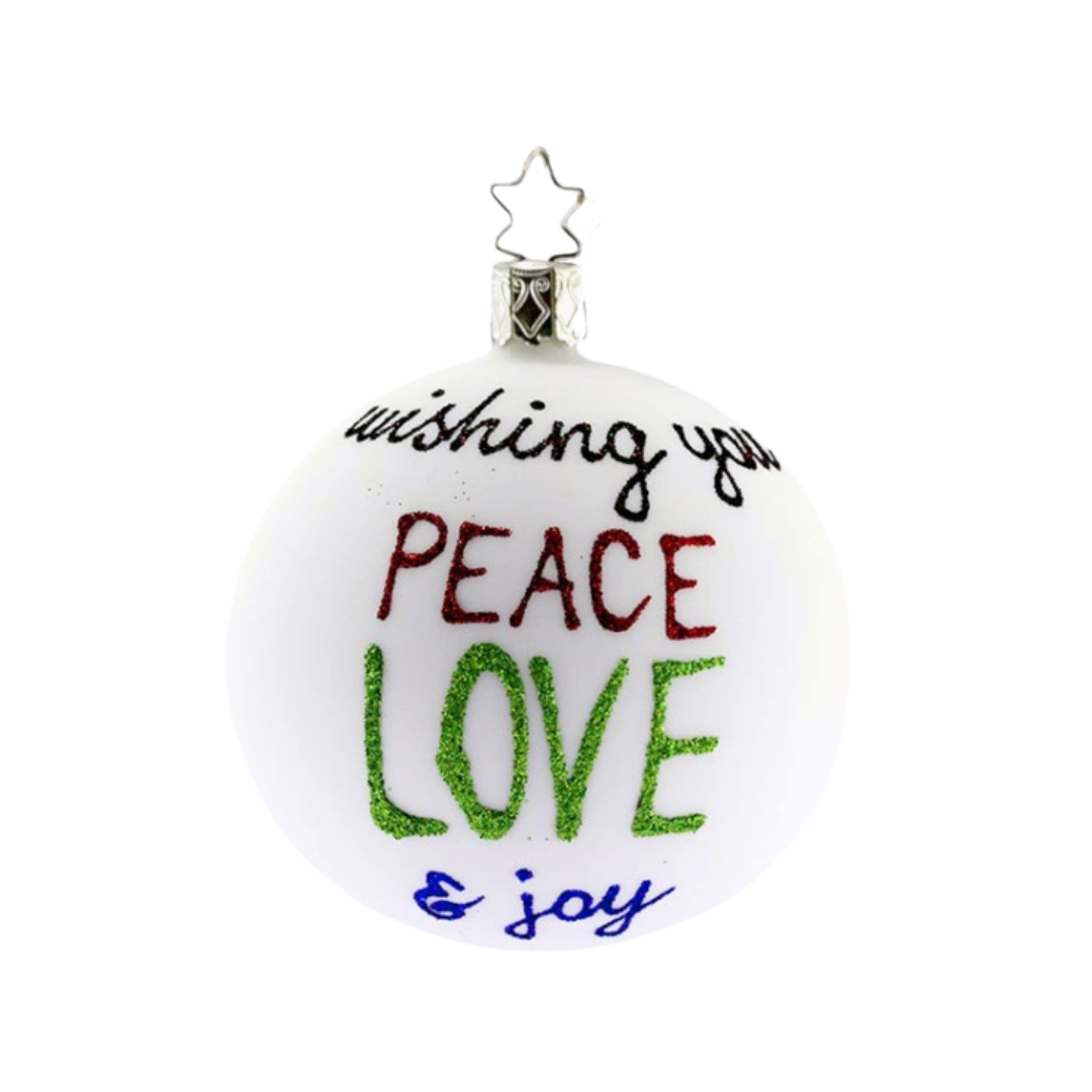 Peace, Love and Joy, 8cm, by Inge Glas of Germany