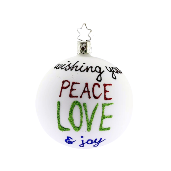 Peace, Love and Joy, 8cm, by Inge Glas of Germany