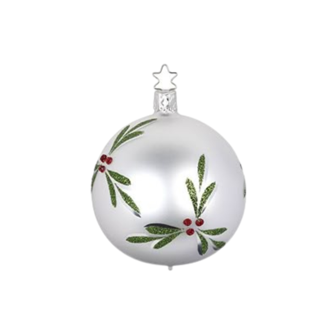 Christmas Berries Ball, white, 6cm, by Inge Glas of Germany