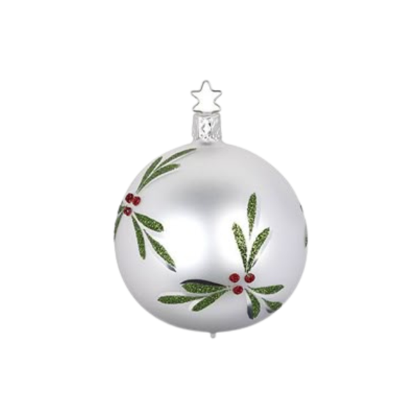 Christmas Berries Ball, white, 6cm, by Inge Glas of Germany