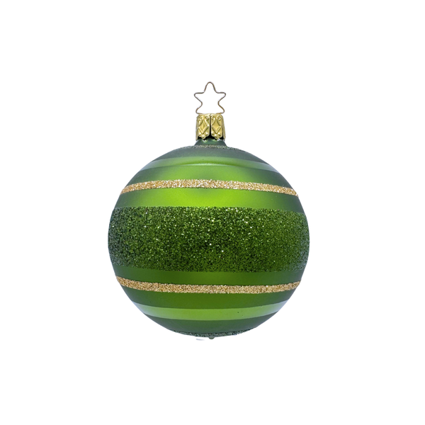 Christmas Rings Ball, apple green, 6cm, by Inge Glas of Germany