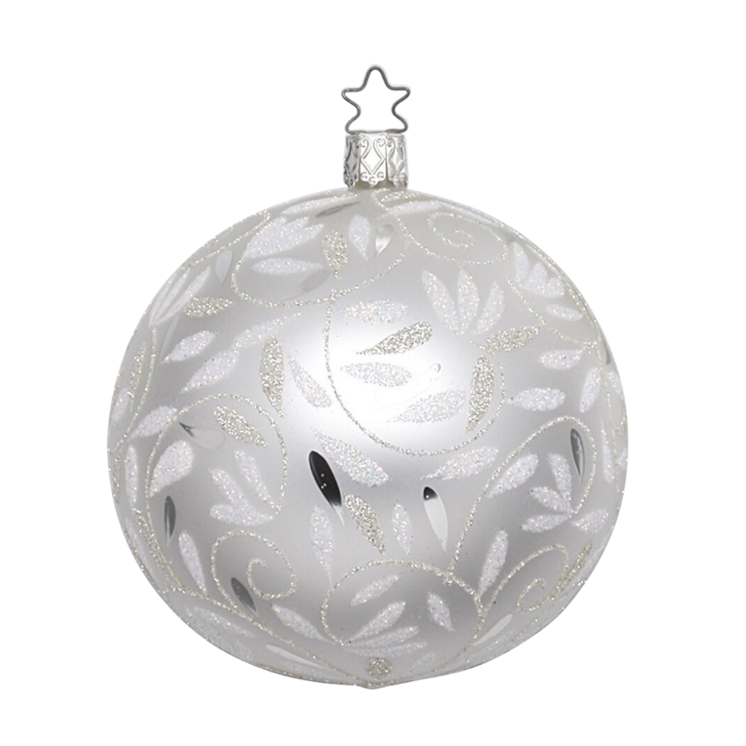 Delights Ball, white matte, 10cm by Inge Glas of Germany
