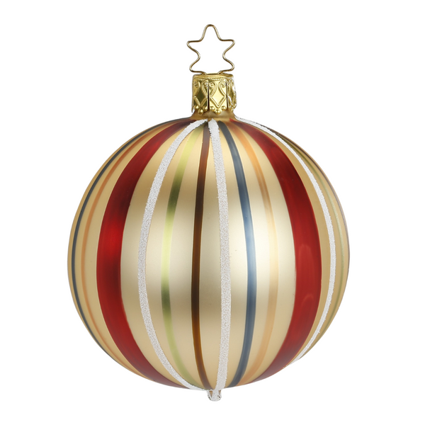 Innocent Stripes Ball, cream, 10cm, by Inge Glas of Germany
