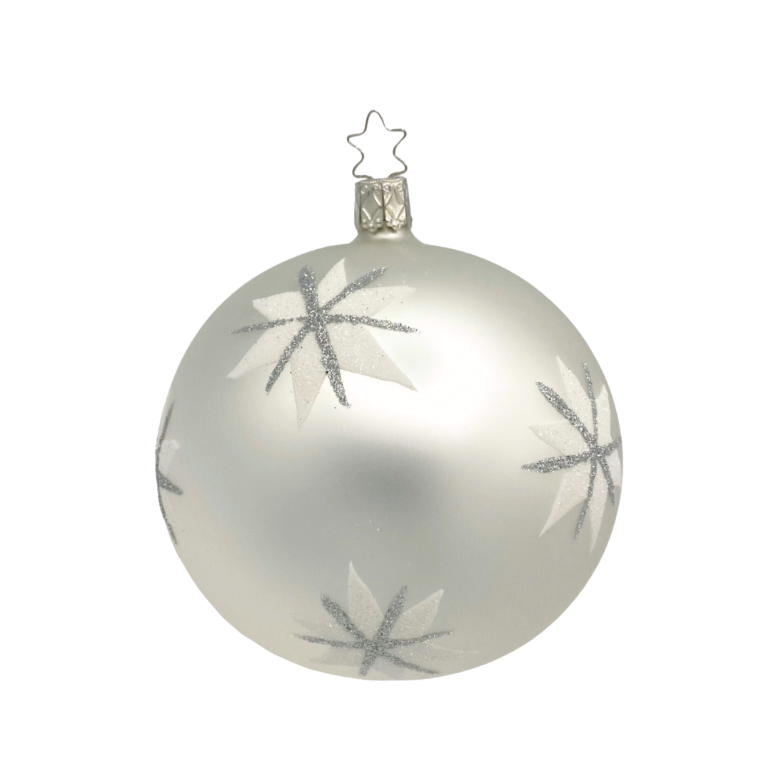 Magic Stars Ball, white matte, 8cm by Inge Glas of Germany