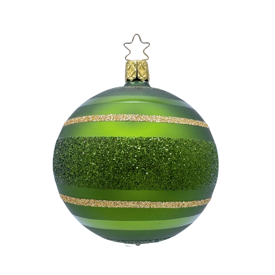 Christmas Rings Ball, apple green, 8cm, by Inge Glas of Germany