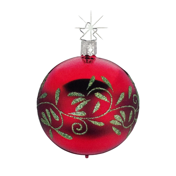 Happy Tendril Ball, red and bordeaux, 8cm, by Inge Glas of Germany