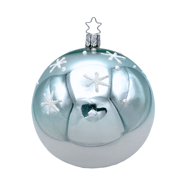 Lovely Stars Ball, mint shiny, 10cm by Inge Glas of Germany