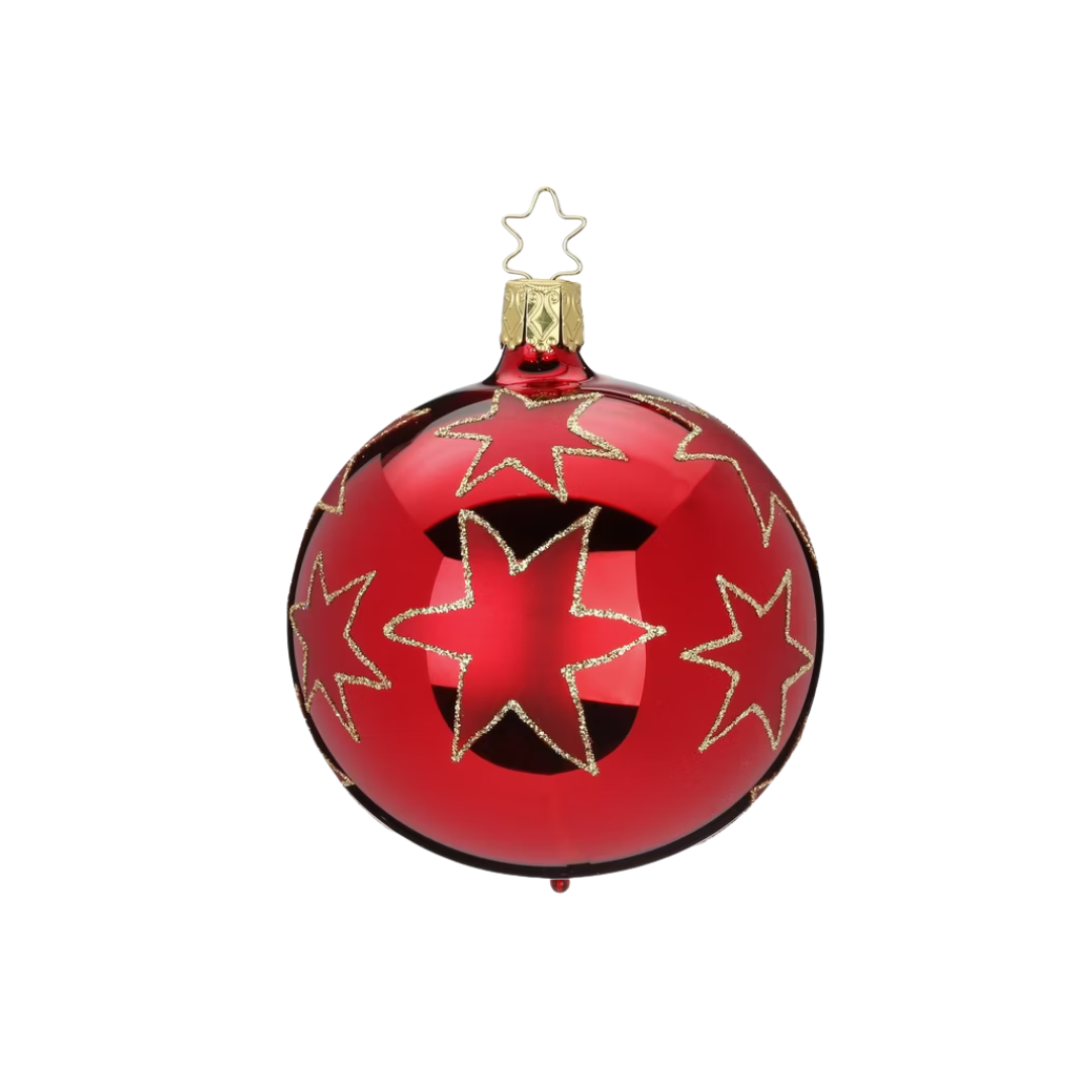 Stars of Christmas Ball, red shiny, 6cm by Inge Glas of Germany