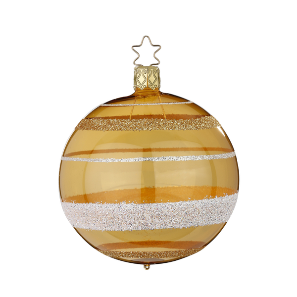 Shimmering Stripes Ball, gold, 8cm by Inge Glas of Germany