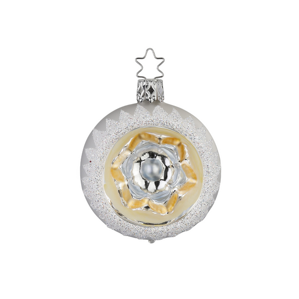 Star Reflection, white matte, floral center, 6cm by Inge Glas of Germany