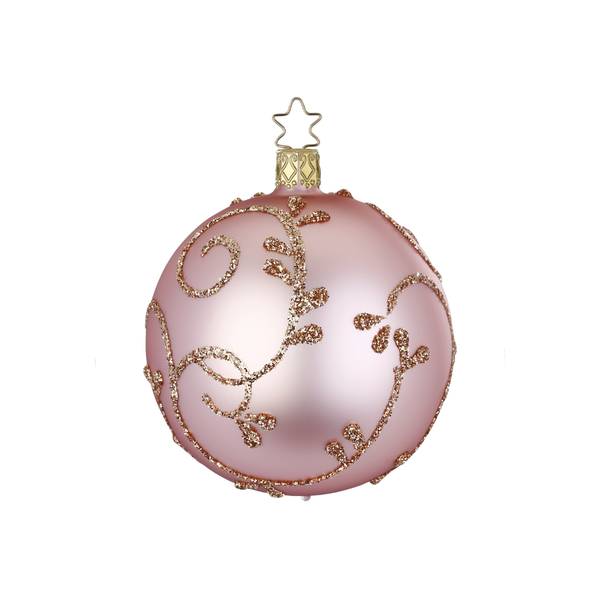 Rococo Ball, cotton candy matte, 8cm by Inge Glas of Germany