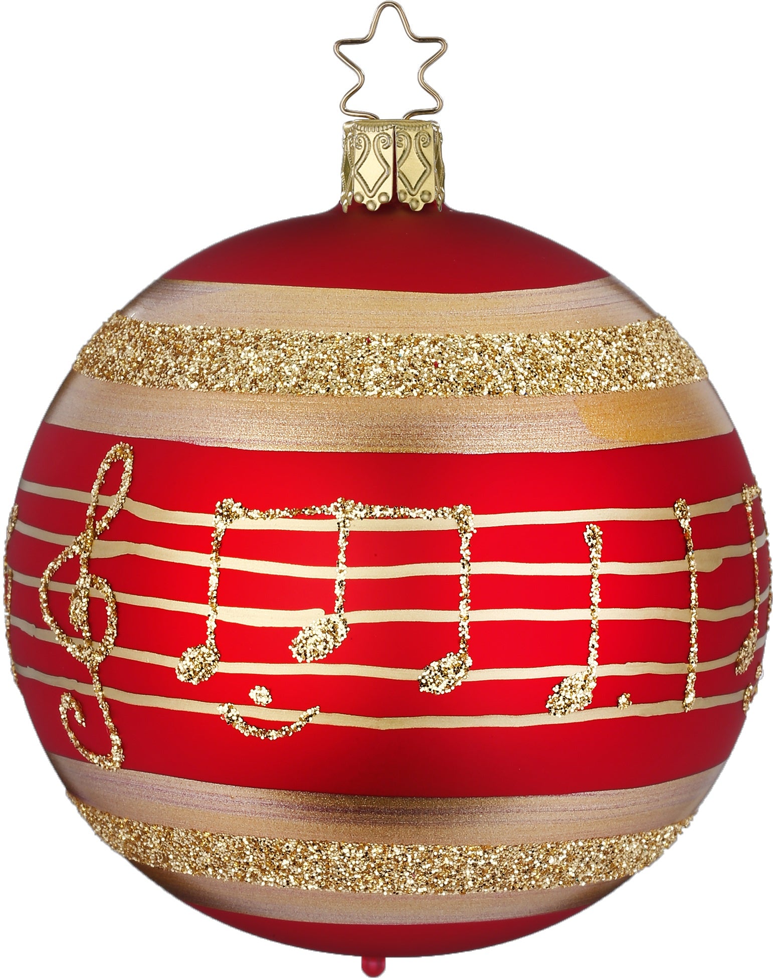 Christmas Melody Ball, red matte by Inge Glas of Germany