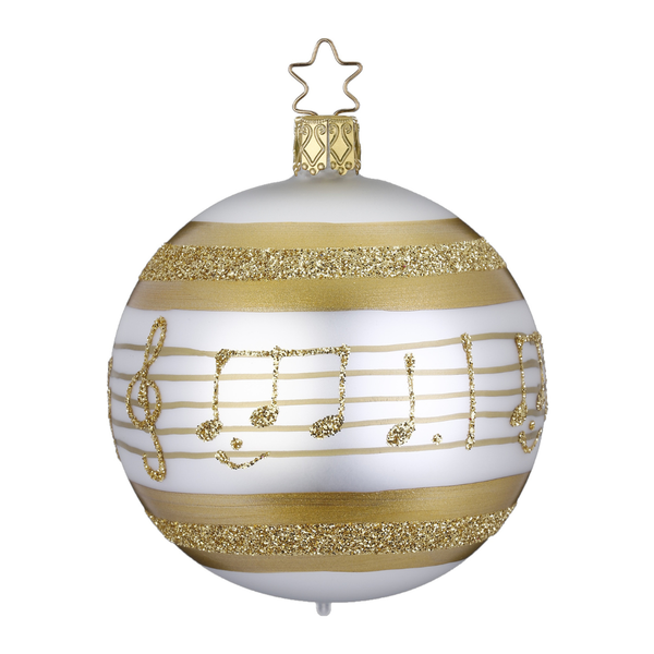 Christmas Melody Ball, white matte by Inge Glas of Germany