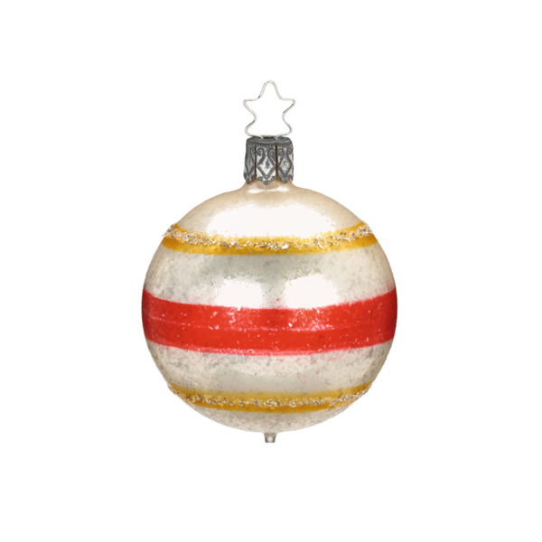 Line Ball, 6cm, gold and red by Inge Glas of Germany