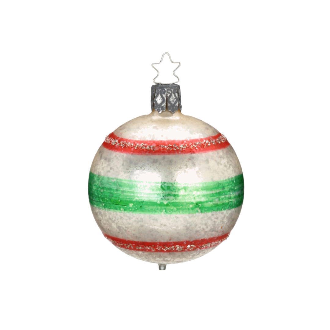 Line Ball, 6cm, red and green by Inge Glas of Germany