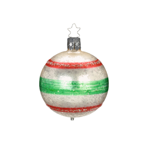 Line Ball, 6cm, red and green by Inge Glas of Germany