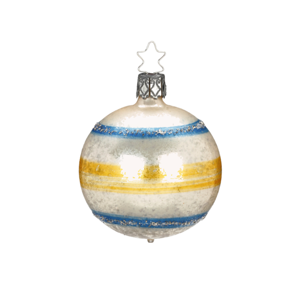 Line Ball, 6cm, blue and gold by Inge Glas of Germany