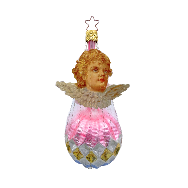 Cherub on Ball with tinsel wire by Inge Glas of Germany