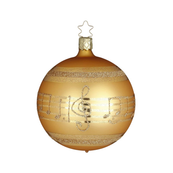 Christmas Melody Ball, inkagold matte, 3.2" by Inge Glas of Germany