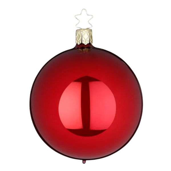Ball, imperial red pearl, 4.8" by Inge Glas of Germany