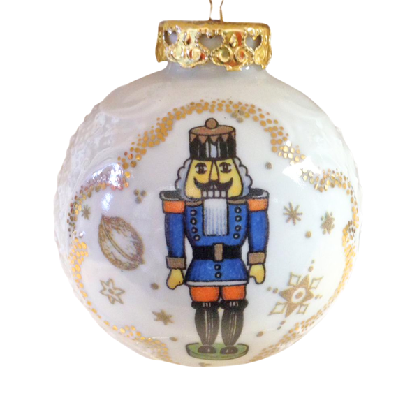 Porcelain Nutcracker Ball Ornament by Lindner Porcelain