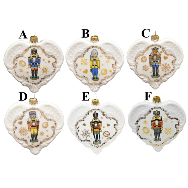 Porcelain Nutcracker Heart with Dots Ornament, yellow by Lindner Porcelain