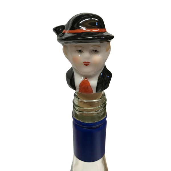 Porcelain Bavarian Wine Stopper, black by Lindner Porcelain