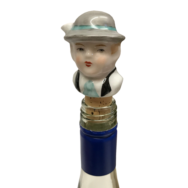 Porcelain Bavarian Wine Stopper, grey by Lindner Porcelain