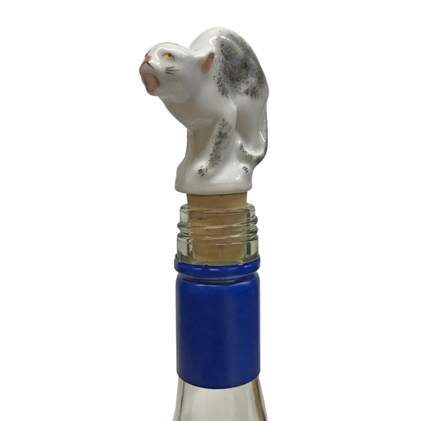 Porcelain Cat Wine Stopper by Lindner Porcelain