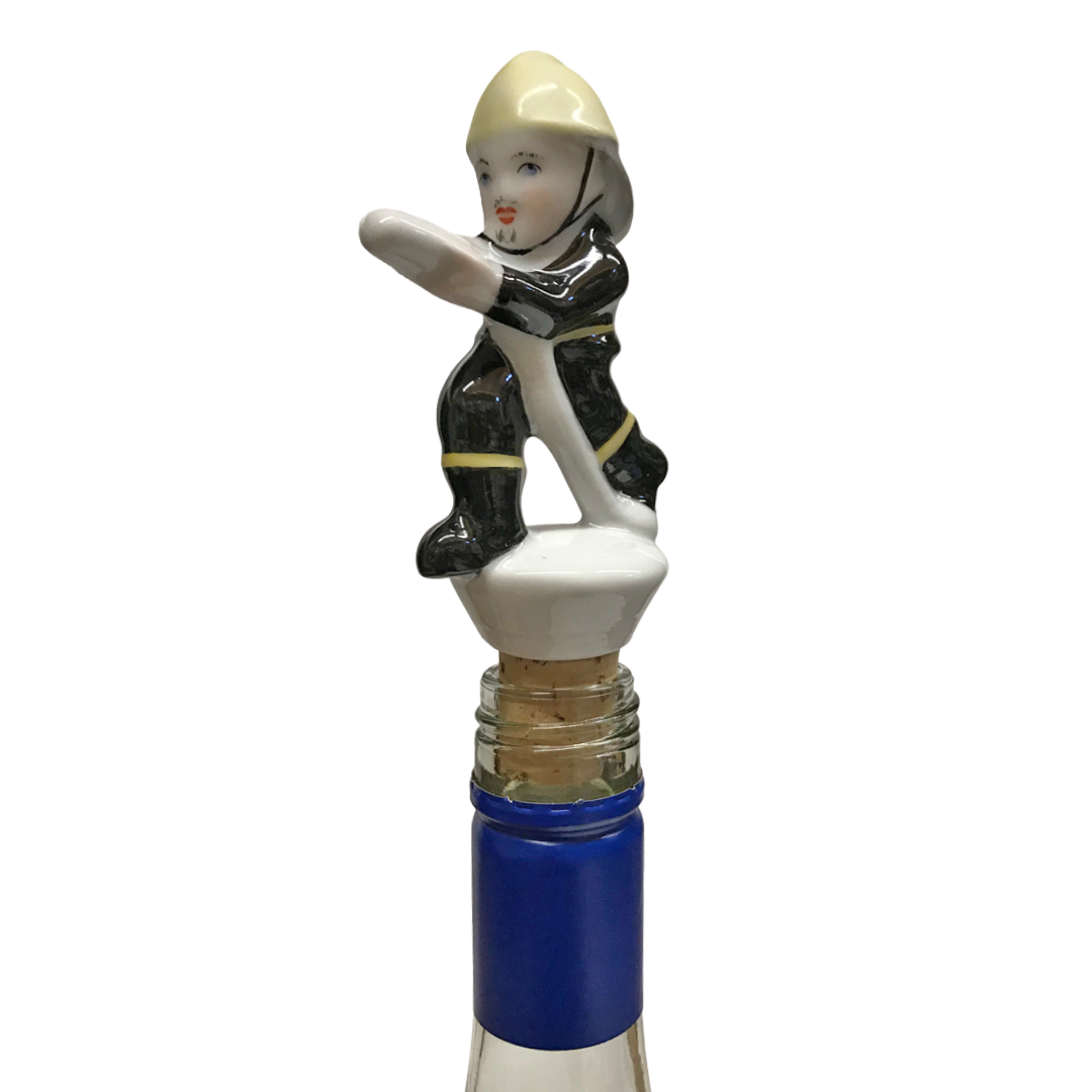 Porcelain Fireman Wine Stopper by Lindner Porcelain