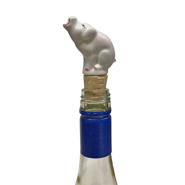 Porcelain Pig Wine Stopper by Lindner Porcelain