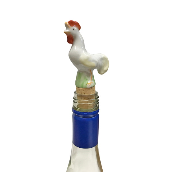 Porcelain Rooster Wine Stopper by Lindner Porcelain