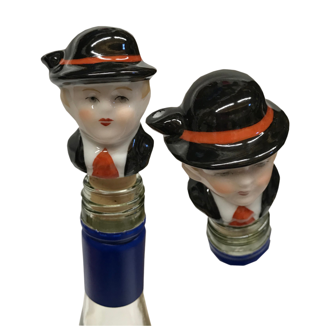 Porcelain Bavarian Schnapps Pourer, black by Lindner Porcelain