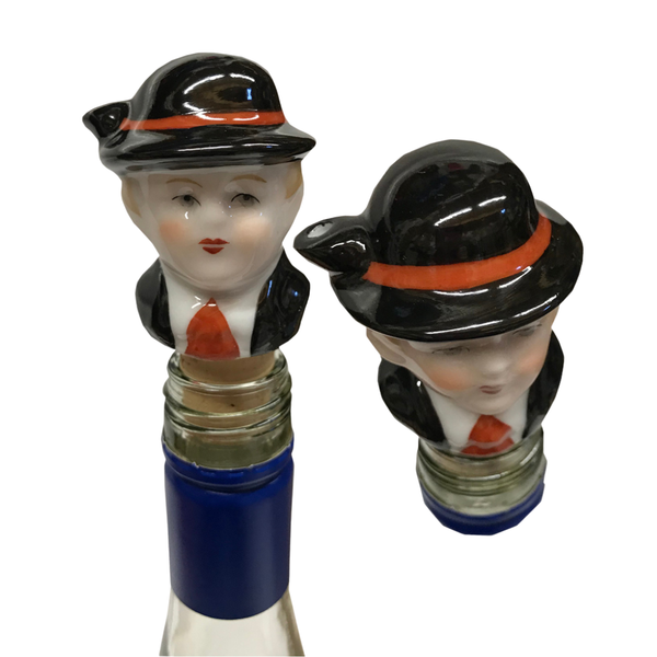 Porcelain Bavarian Schnapps Pourer, black by Lindner Porcelain