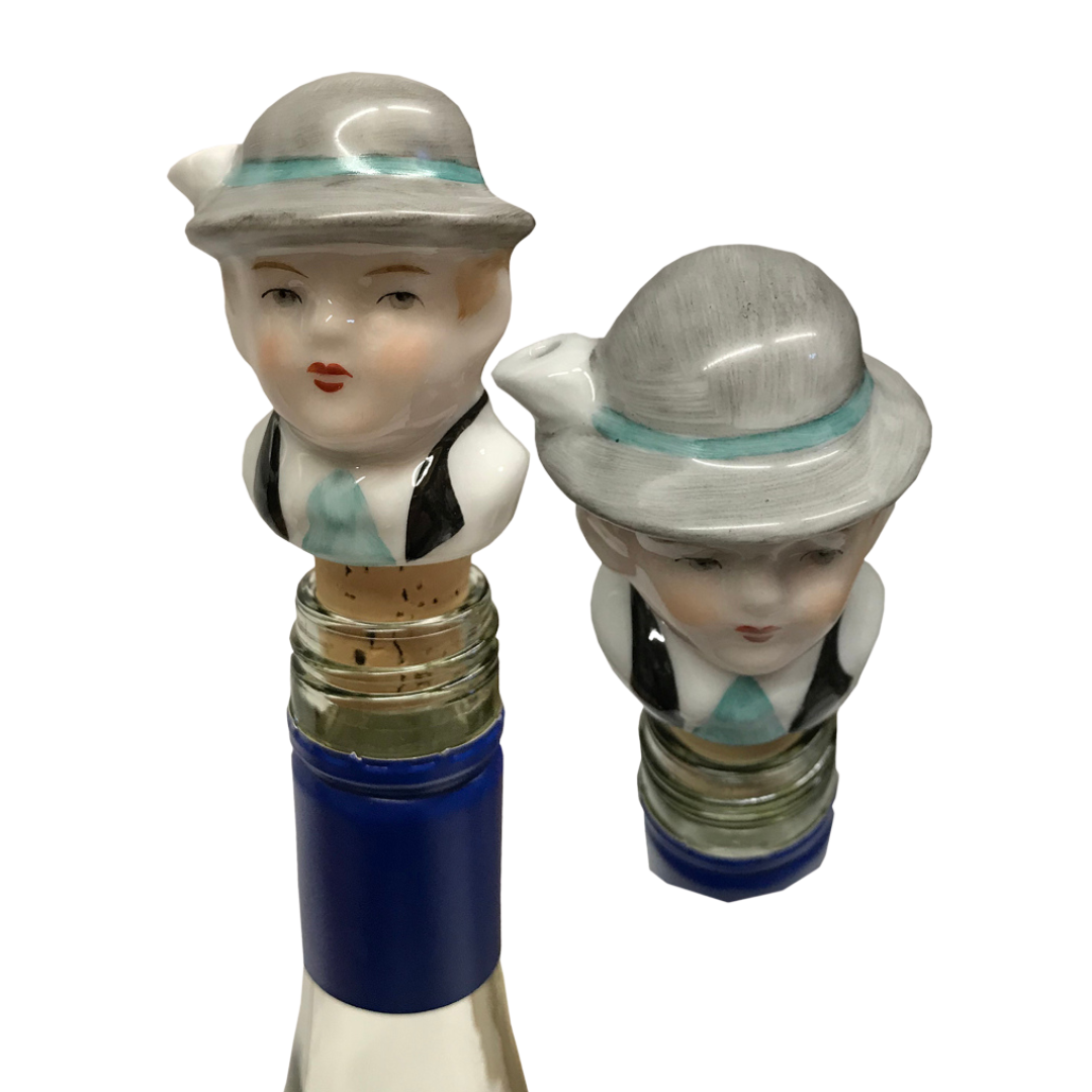 Porcelain Bavarian Schnapps Pourer, grey by Lindner Porcelain