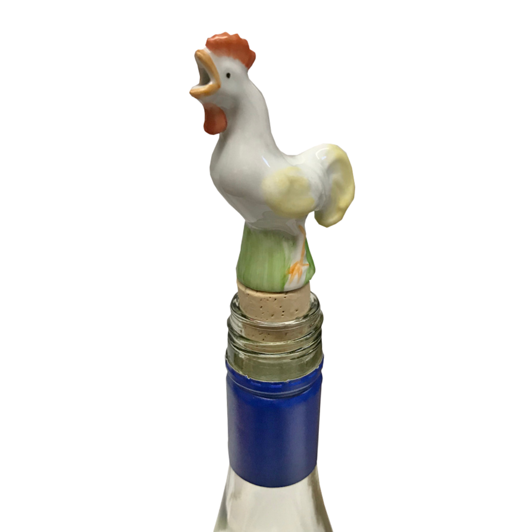 Porcelain Rooster Schnapps Pourer by Lindner Porcelain