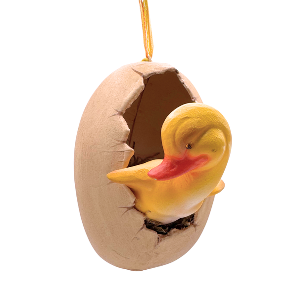 Papier Mache Egg with Yellow Duckling by Ino Schaller