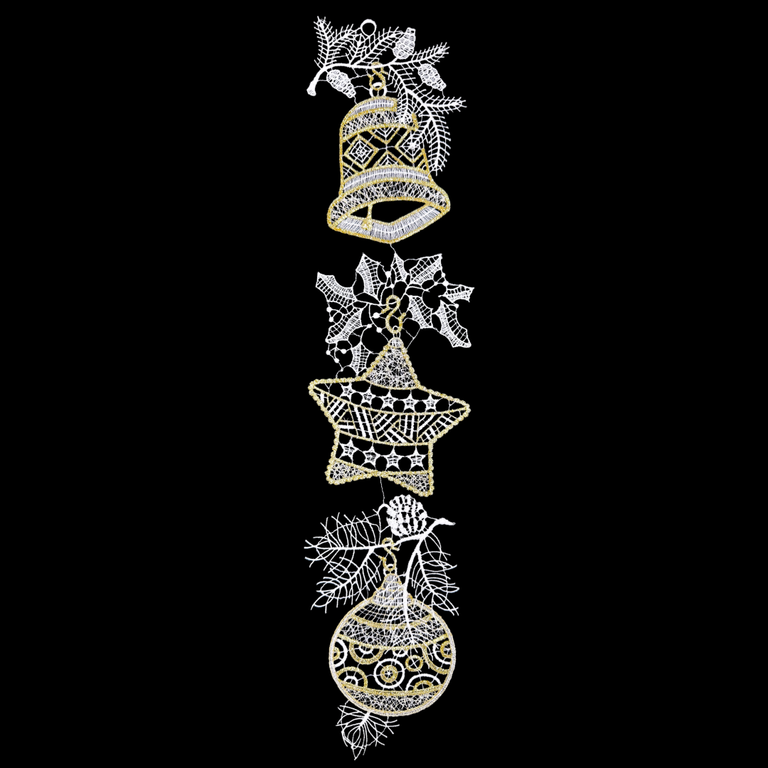 Gold and White Lace Bell, Star, Kugel Ornament by StiVoTex Vogel