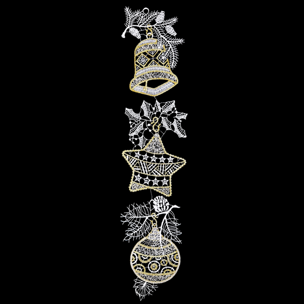 Gold and White Lace Bell, Star, Kugel Ornament by StiVoTex Vogel