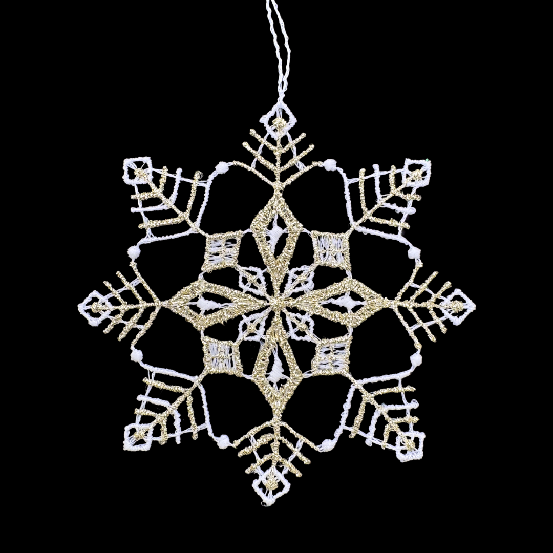 Lace White and Gold Snowflake Ornament, one by StiVoTex Vogel