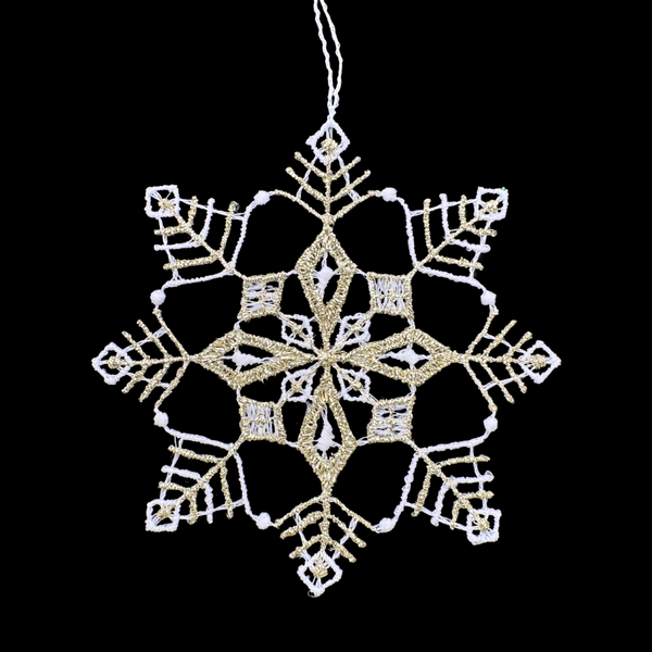 Lace White and Gold Snowflake Ornament, one by StiVoTex Vogel