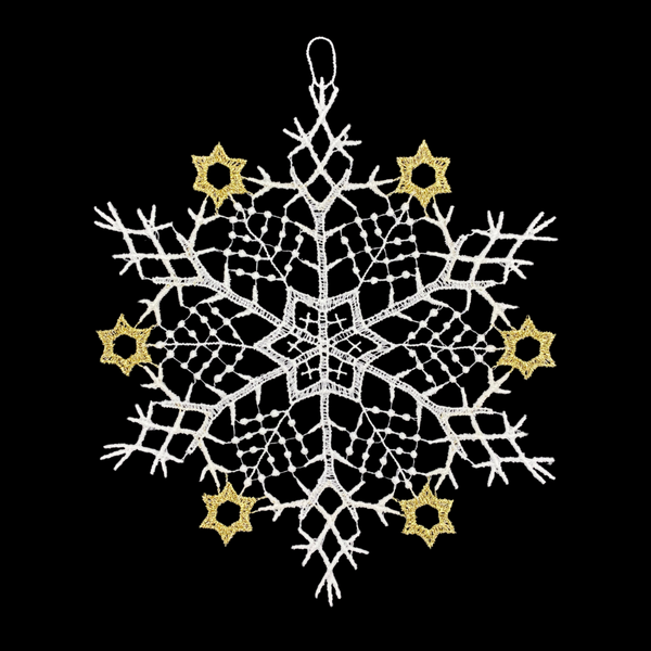 Lace 6 Point Snowflake with Gold Ornament by StiVoTex Vogel