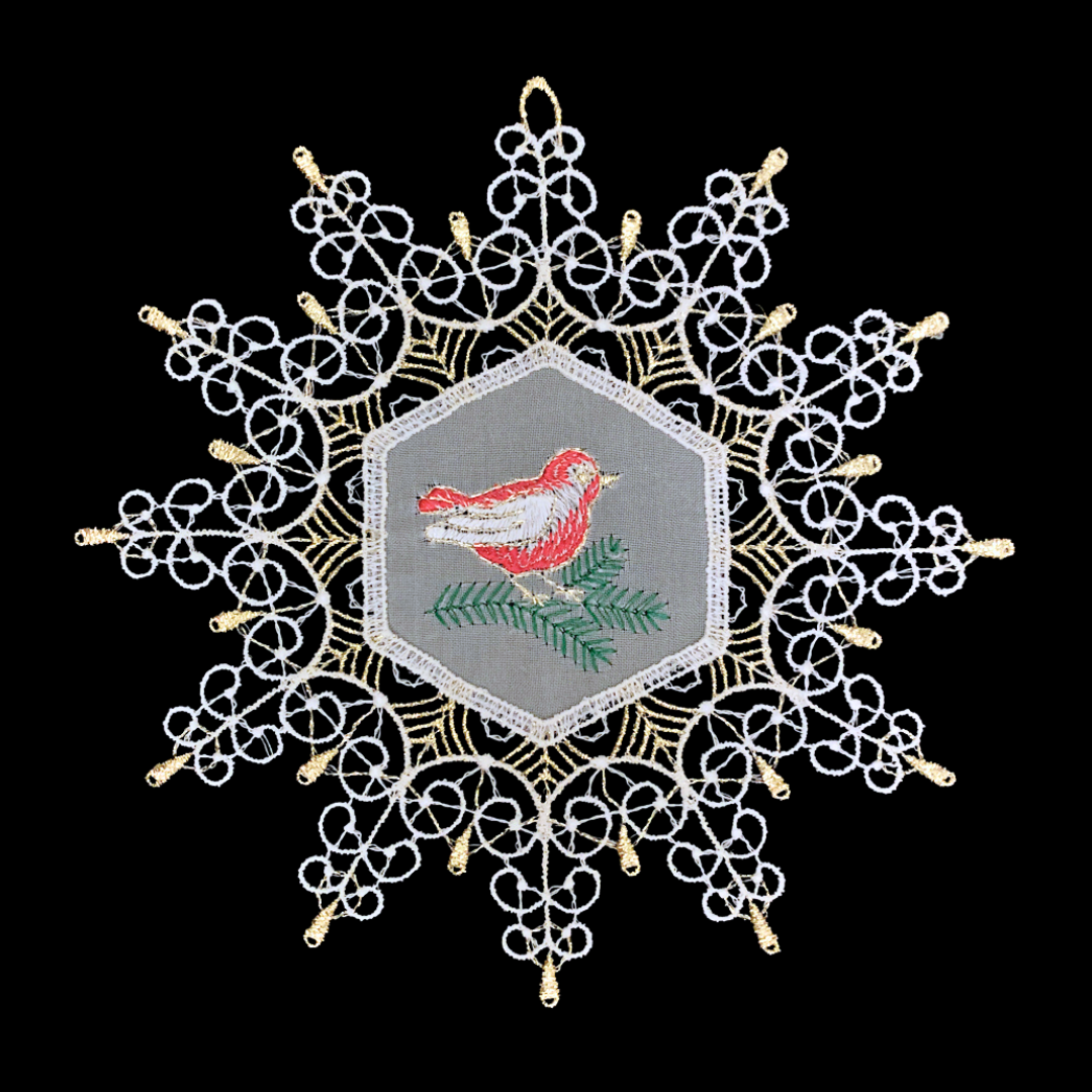 Snowflake Color Lace Ornament with Bird by StiVoTex Vogel