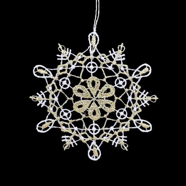 Lace White and Gold Snowflake Ornament, two by StiVoTex Vogel